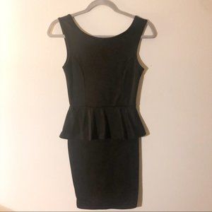 Bodycon Dress Peplum Waist Sleeveless Small Black